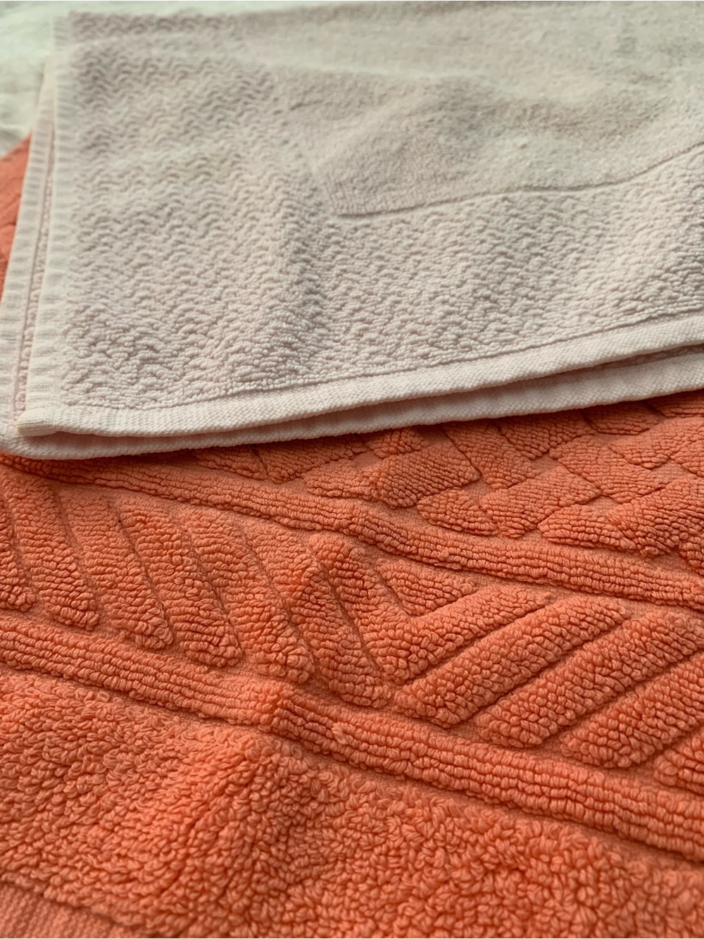 Plush Coral Bath Mat towel with Footprint Texture